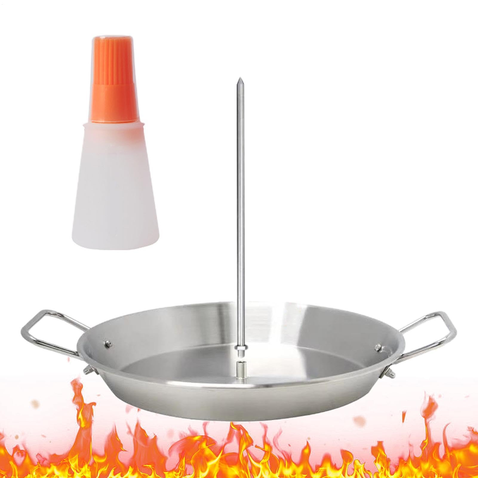 Soporte de pinchos vertical de acero inoxidable, pincho al Pastor para | parrilla | Soporte de pinchos para horno | con antigoteo, 3 puntas extraíbles, accesorio de tostadora para pollo, poi