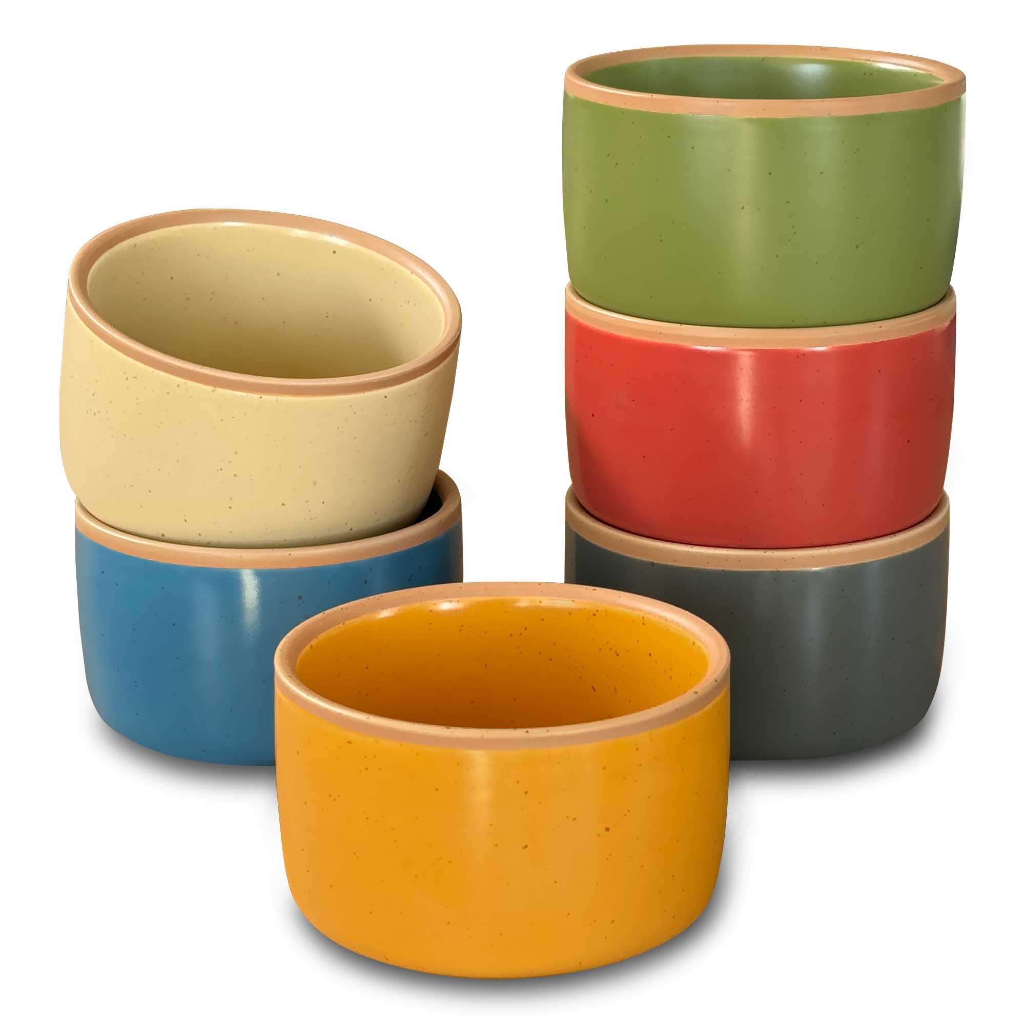 Mora - Ramequines de cerámica – 4 onzas, juego de 6 – Pequeños platos para hornear aptos para horno – para pudín personal, crema brulee, soufflé, salsa para servir, natillas, helados – Mini cuencos