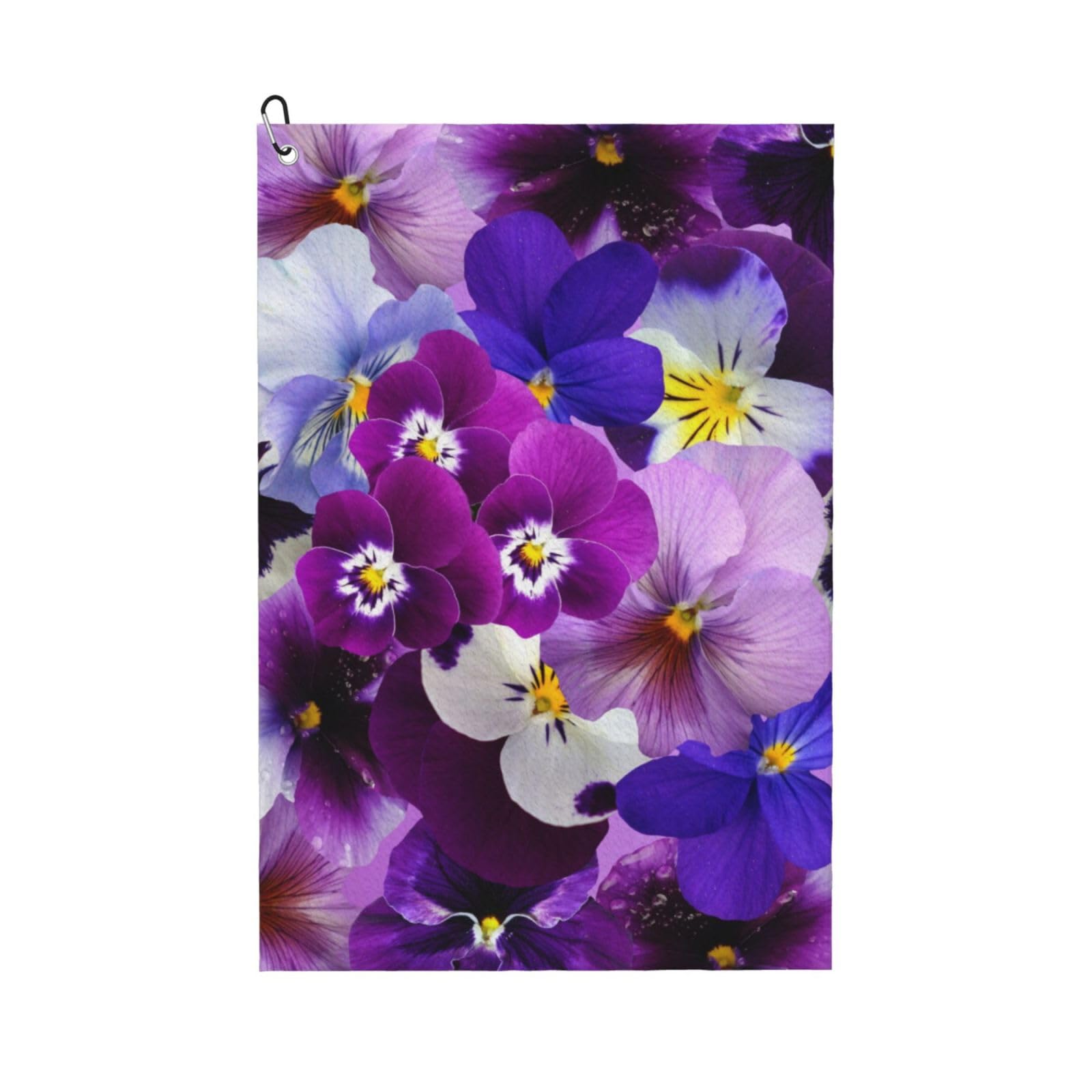 Hnnkloy Graphic Pansy Easter Spring Flowers, 16x24 in Portable Waffle Golf Towels with Carabiner Clip for Golf Bag