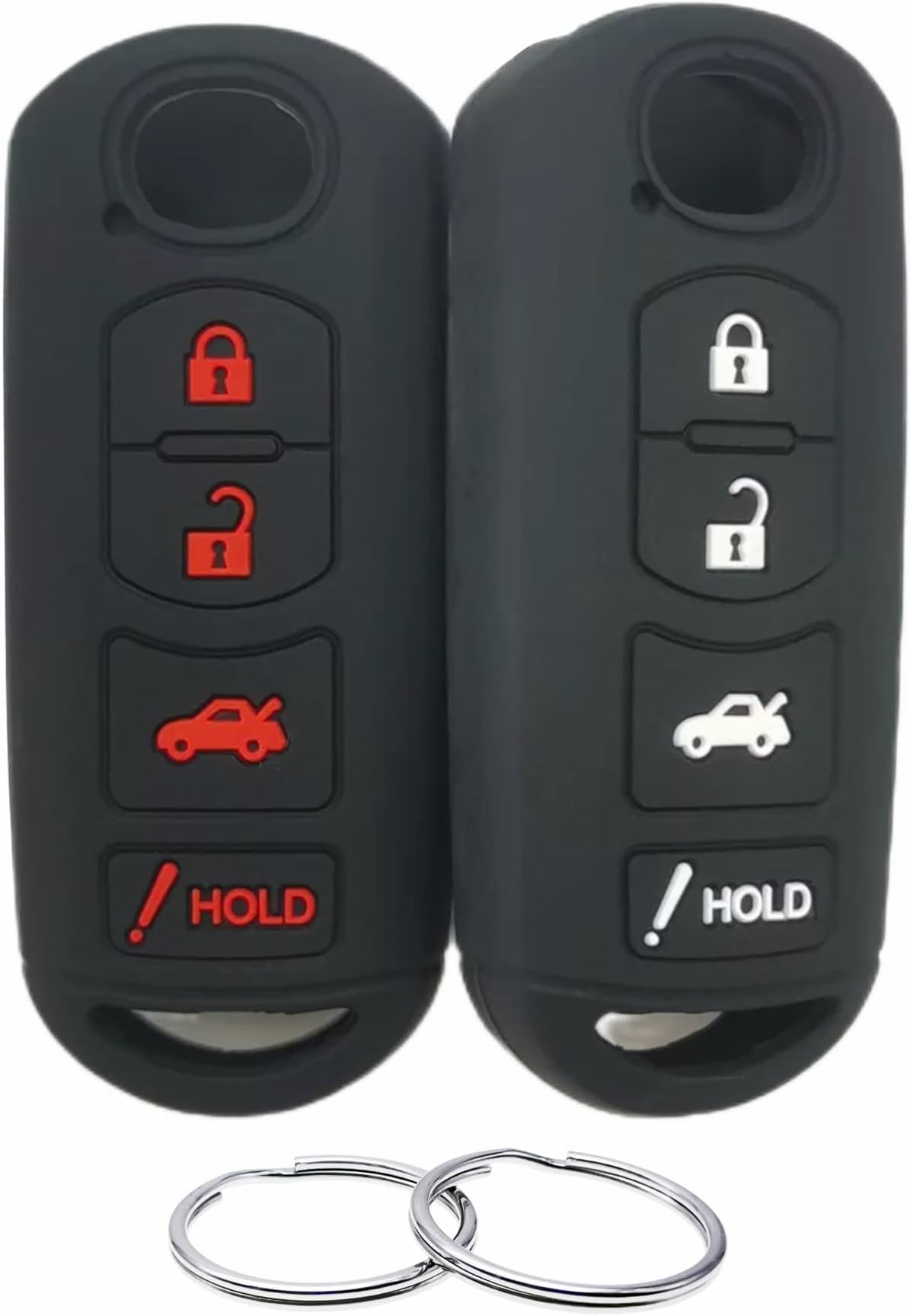 Silicone Rubber Key Fob Cover Compatible with 2009-2019 Mazda 3 6 CX-5 CX-7 CX-9 MX-5 Miata Toyota Yaris iA Scion iA KR55WK49383 WAZX1T768SKE11A03 WAZSKE13D01 Black Black