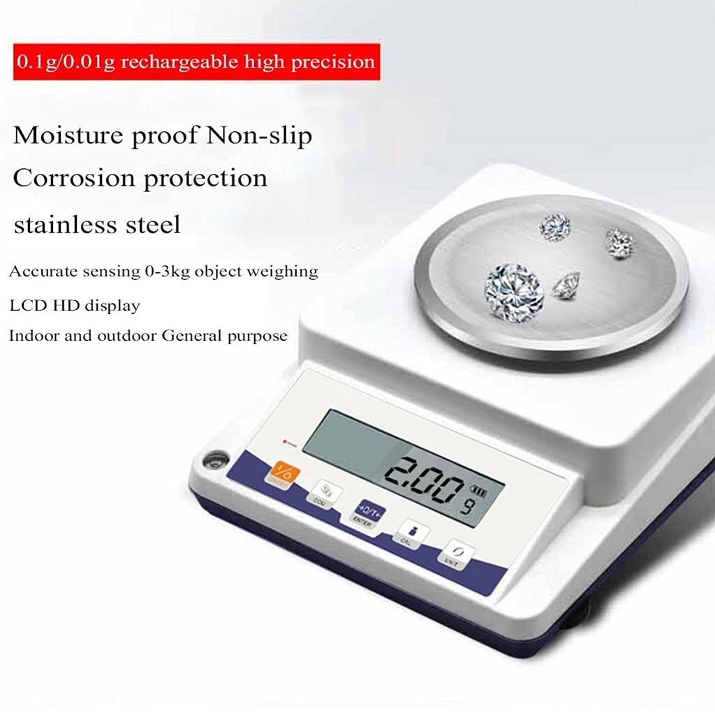 Báscula de conteo Balanza analítica de laboratorio de gramos científicos Precisión de joyería electrónica digital de alta precisión con adaptador para negocios industriales de laboratorio (3100 g/0,01