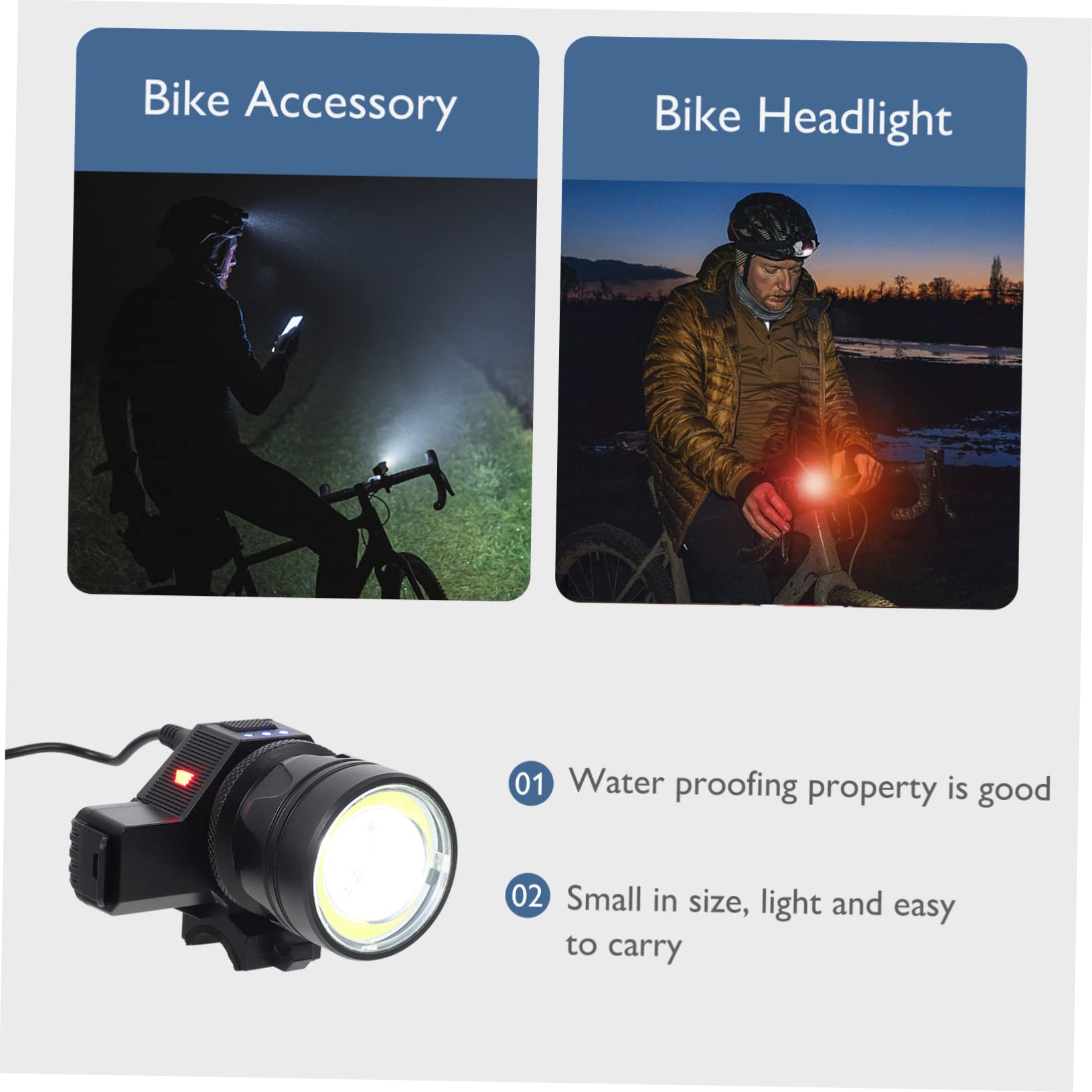 BESPORTBLE 1 Juego Faro De Bicicleta Lámpara Delantera De Bicicleta Suministro De Bicicletas Equipo De Equitación Al Aire Luz De La Bici Luz De Bicicleta Profesional Black Abs