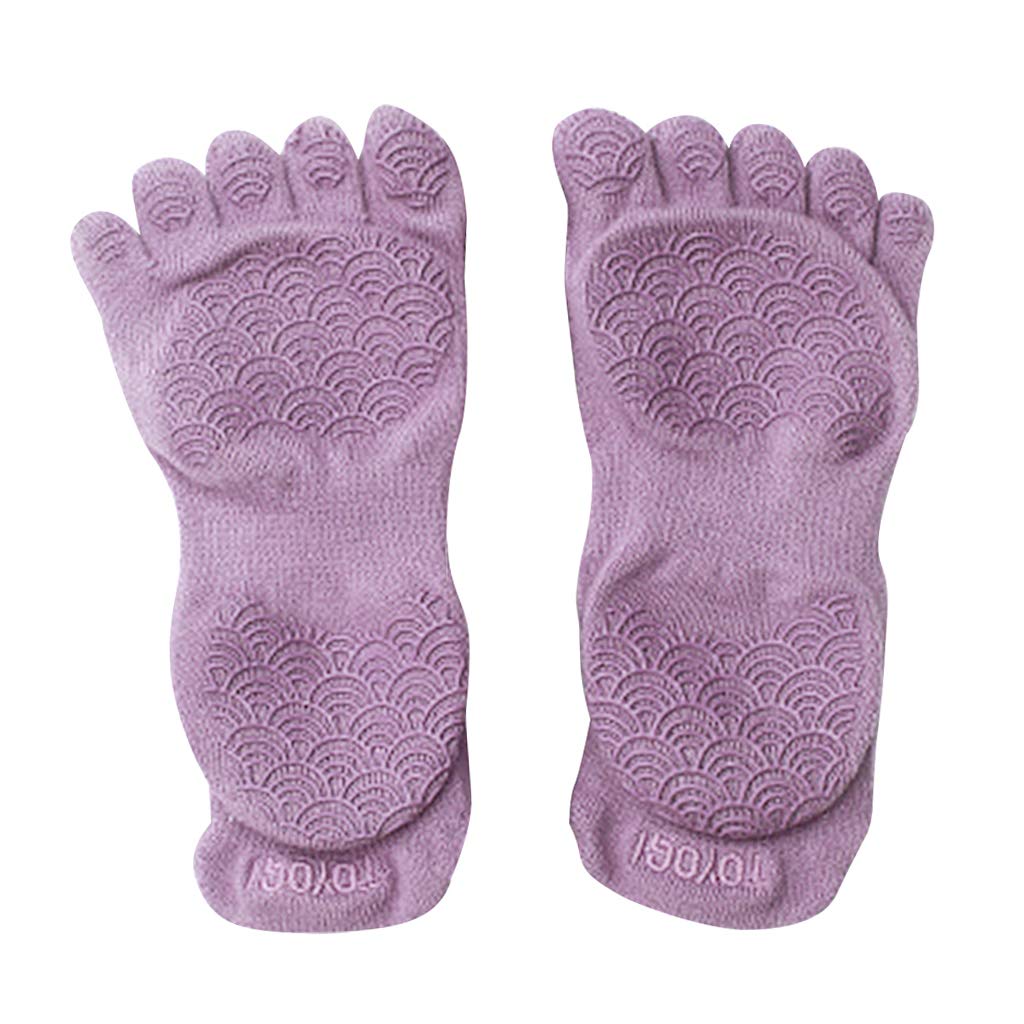 Calcetines de yoga para mujer, de algodón, suela antideslizante, forro de entrenamiento, color gris, talla M