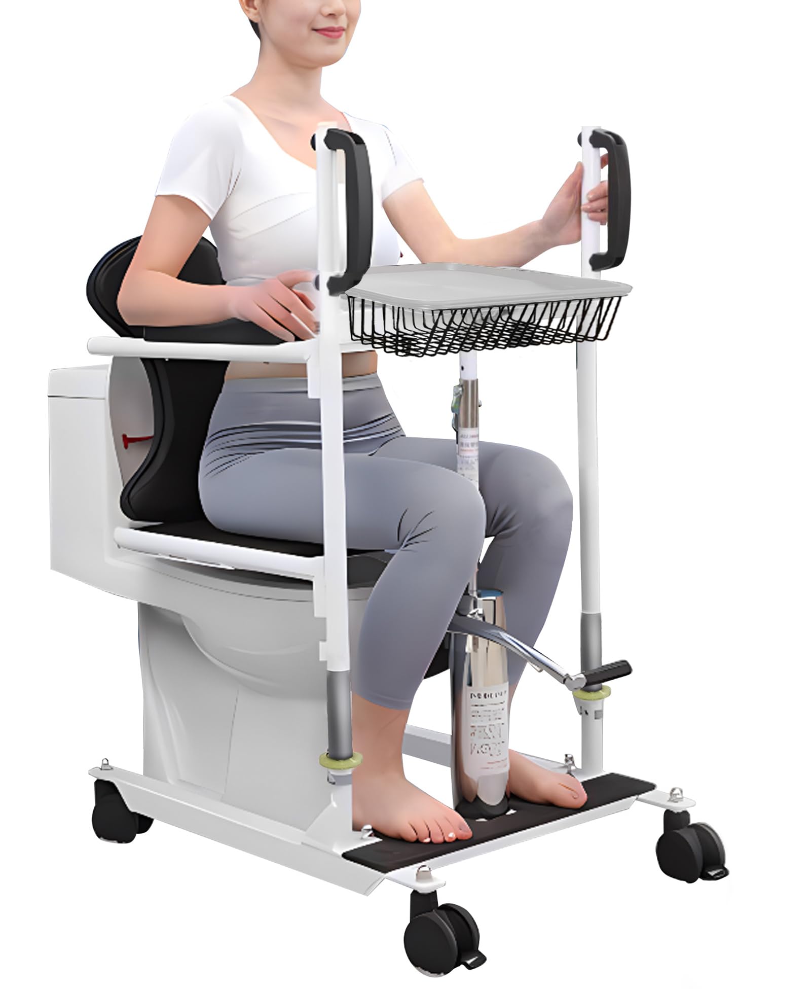 Traslado de Silla de Ruedas a Coche Silla Elevadora Hidráulica para Pacientes Elevador de Transporte para Silla de Ducha con Apertura/Cierre de 180° Altura de Elevación Ajustable
