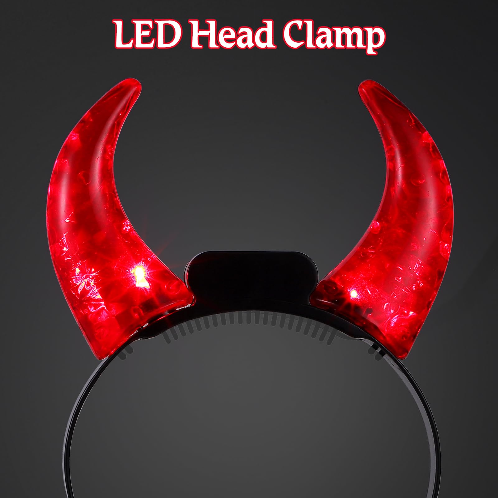 Beavorty LED Devil Horns Headband Halloween Light up Headband Flashing Demon Hair Hoop Headwear for Halloween Cosplay Costume Party Supplies - Image 3