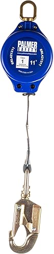 Palmer Safety SRD 11 pies. Línea de vida auto retráctil I SRL ligero con malla pequeño gancho de acero I OSHA ANSI Herramienta de techos