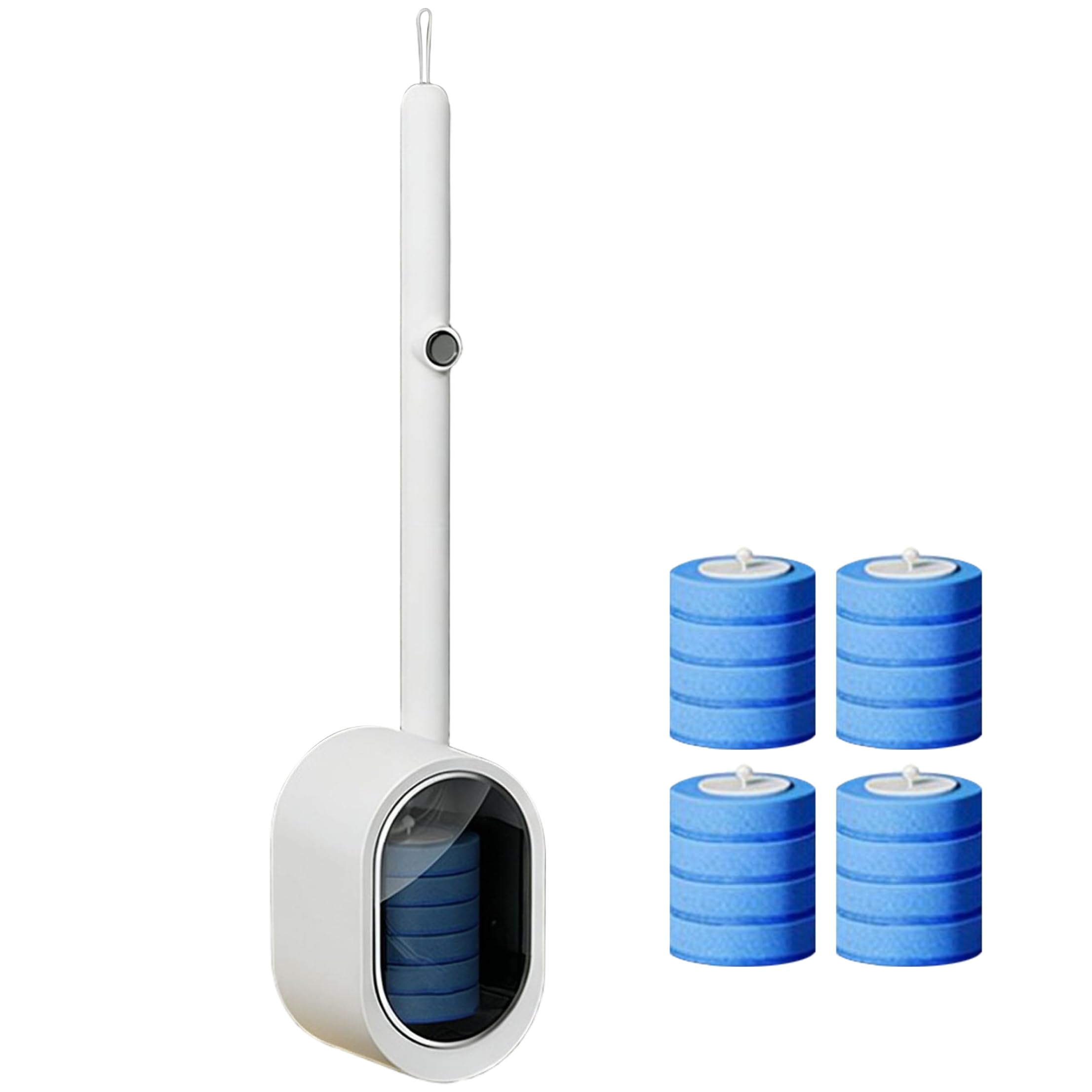 Brosse de toilette jetable et son support mural avec 16 têtes recharges