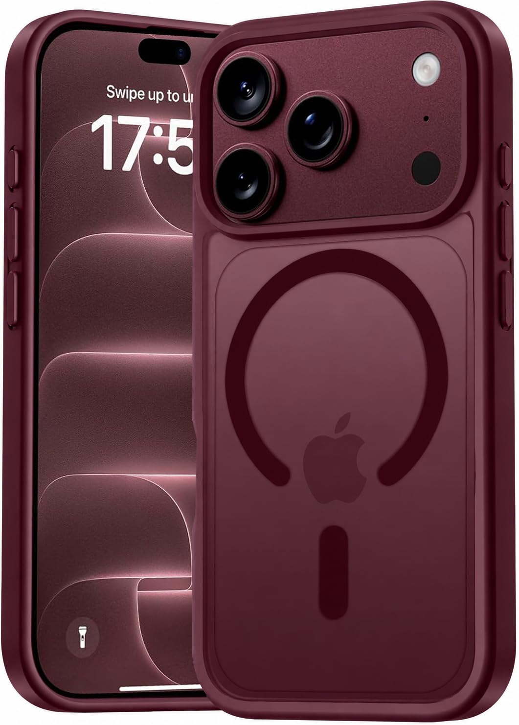 Elzzi Magnetic Magsafe for iPhone 18 Pro Max/iPhone 17 Pro Max Case (Compatible with MagSafe) Slim Translucent Matte Shockproof with Anti-Fingerprint Phone Case, Burgundy