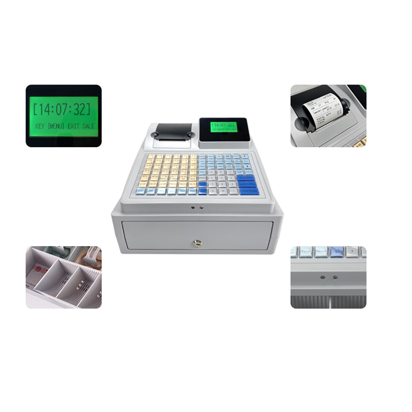 Amazon.co.jp: LCDスクリーン付き電子レジマシン、プリンタ付きPOS
