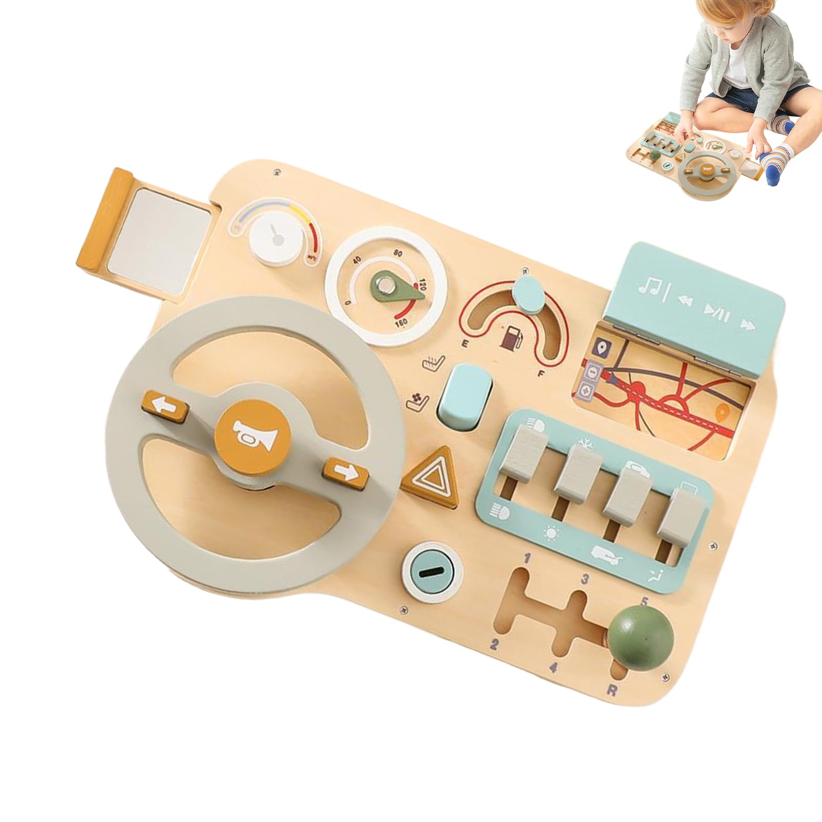 Juguete de conducción - interactivo sensorial para aprender a conducir - Tabla de actividades simulador de conducción, para niñas niños en casa aula sala de juegos guardería viaje anniver