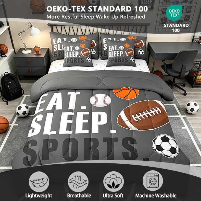 Image of Feelyou Sports Comforter Set King Size Kids Boys Girls
