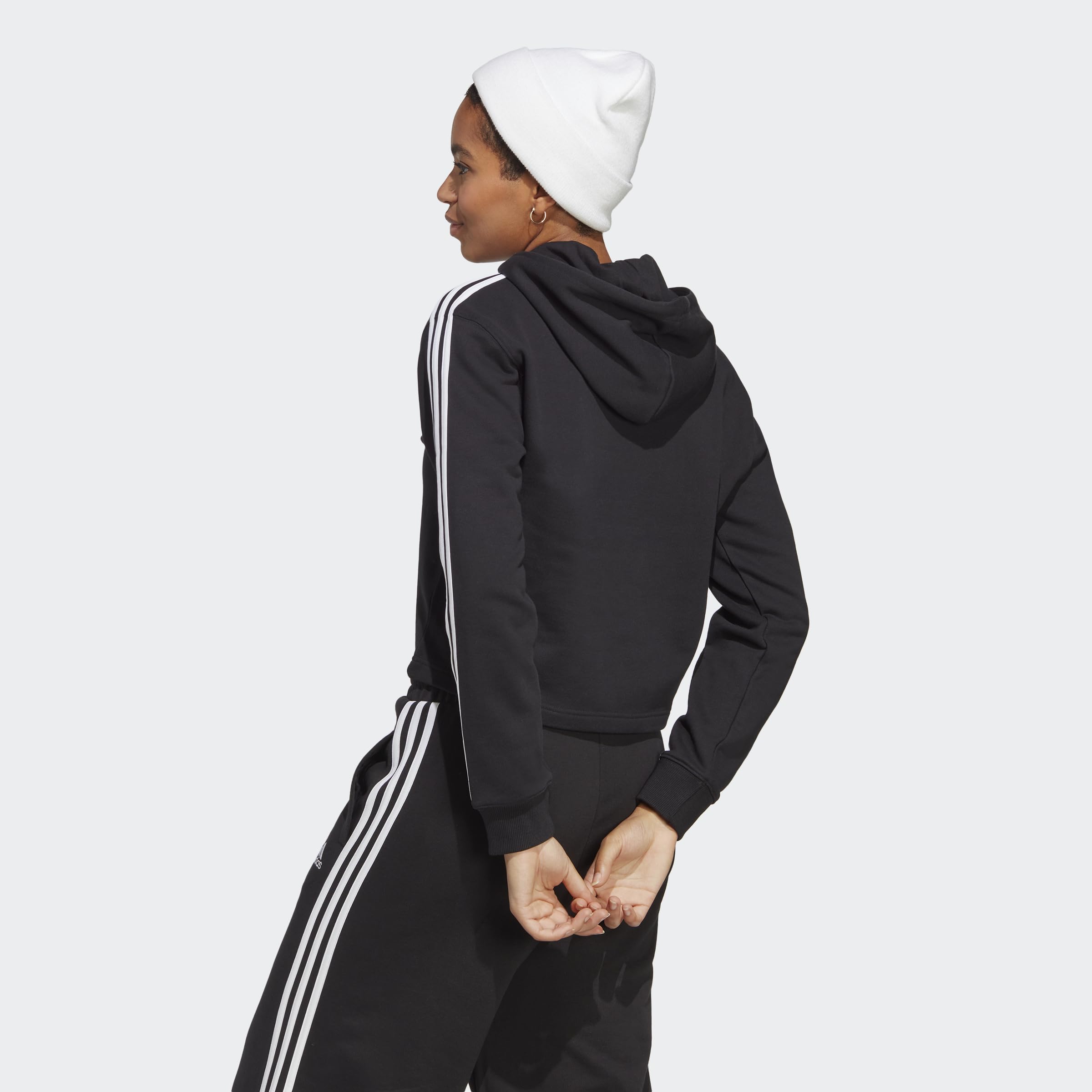 Adidas Essentials 3-Stripes French Terry Crop Hoodie Felpa Donna