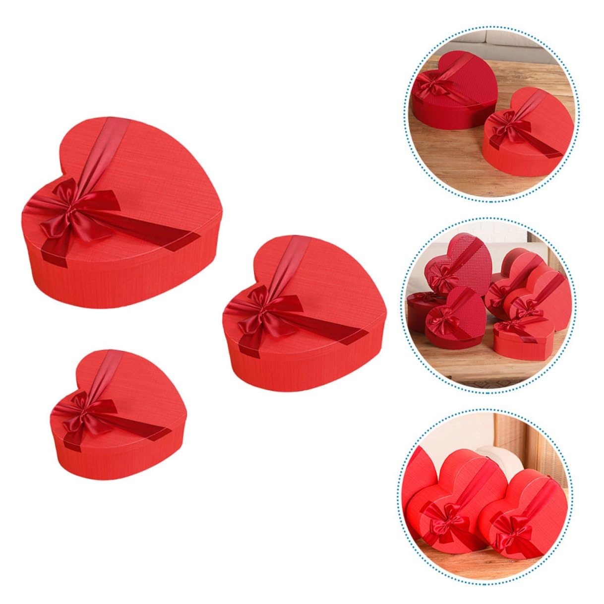 HANABASS Herzförmige Geschenkbox 3 Stück aus Leichtem Karton mit Deckel Wiederverwendbar und Flach Verpackt für Valentinstag Hochzeit und Feierlichkeiten
