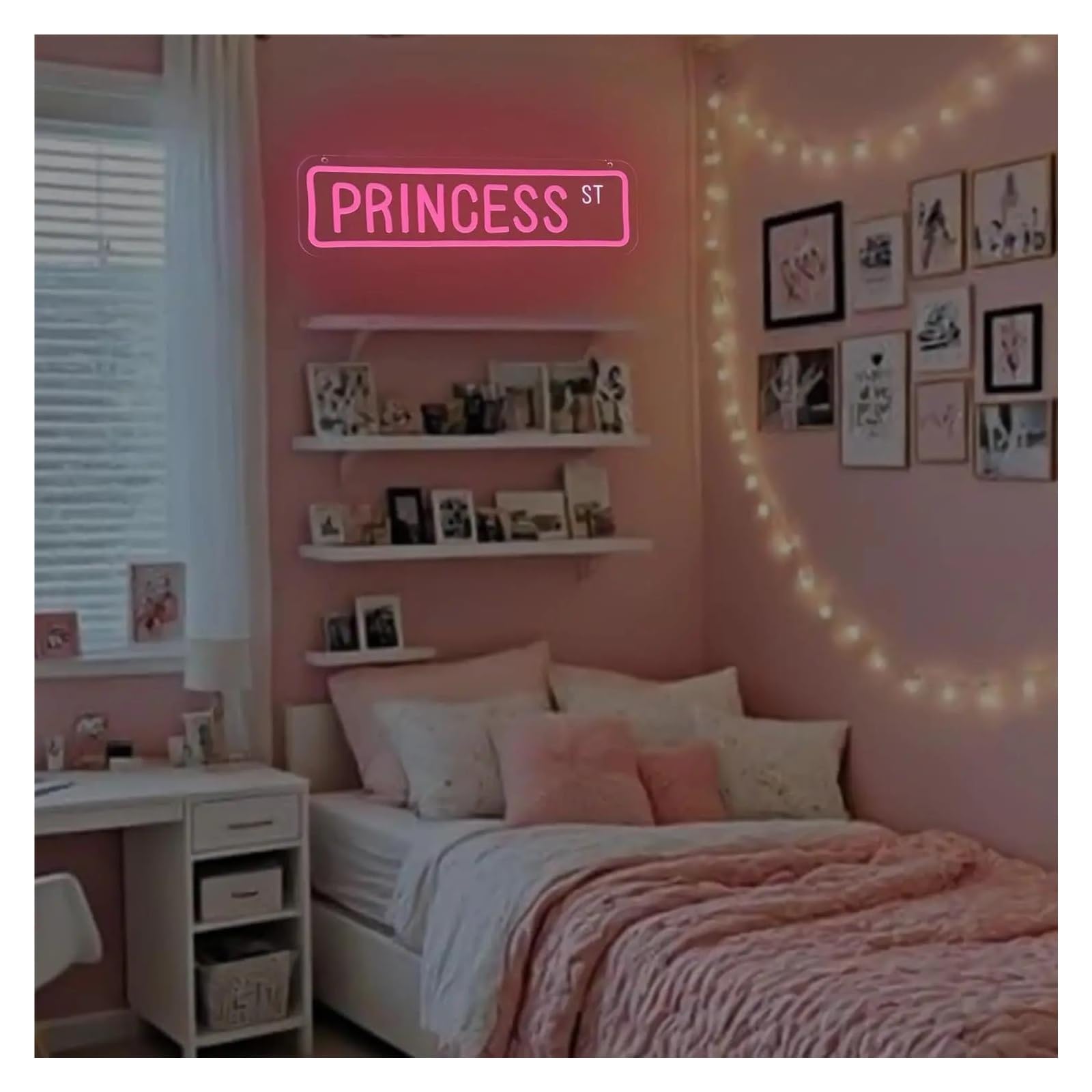 Wiszące neony artystyczne "Princess" Neonowy Wyłącznik Ściemniacza USB Do Baru Cafe Gaming Room Dekoracje Sypialni 15,7x4,6 Cala