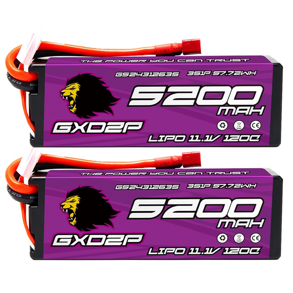 GXDZP 2x Batterie LiPo 3S 11.1V 6200mAh 120C Hardcase Con Connettore Deans/T Per Auto RC 1/8 1/10 - 5