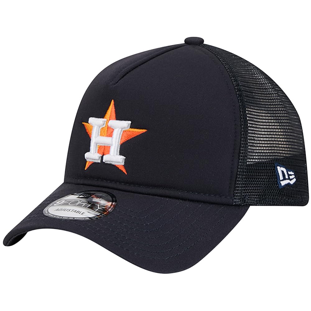 New Era Houston Astros 9FIFTY A-Frame Trucker Cap, Adjustable Hat Blue