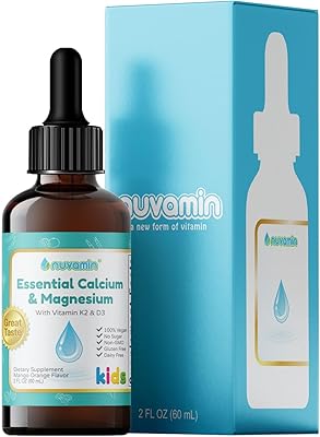 Nuvamin Liquid Calcium & Magnesium Drops for Baby, Toddlers, Kids, Adults, 2Fl.Oz 60ml, 30 Daily Servings. Great Taste - All Natural - Vegan - Superior Absorption