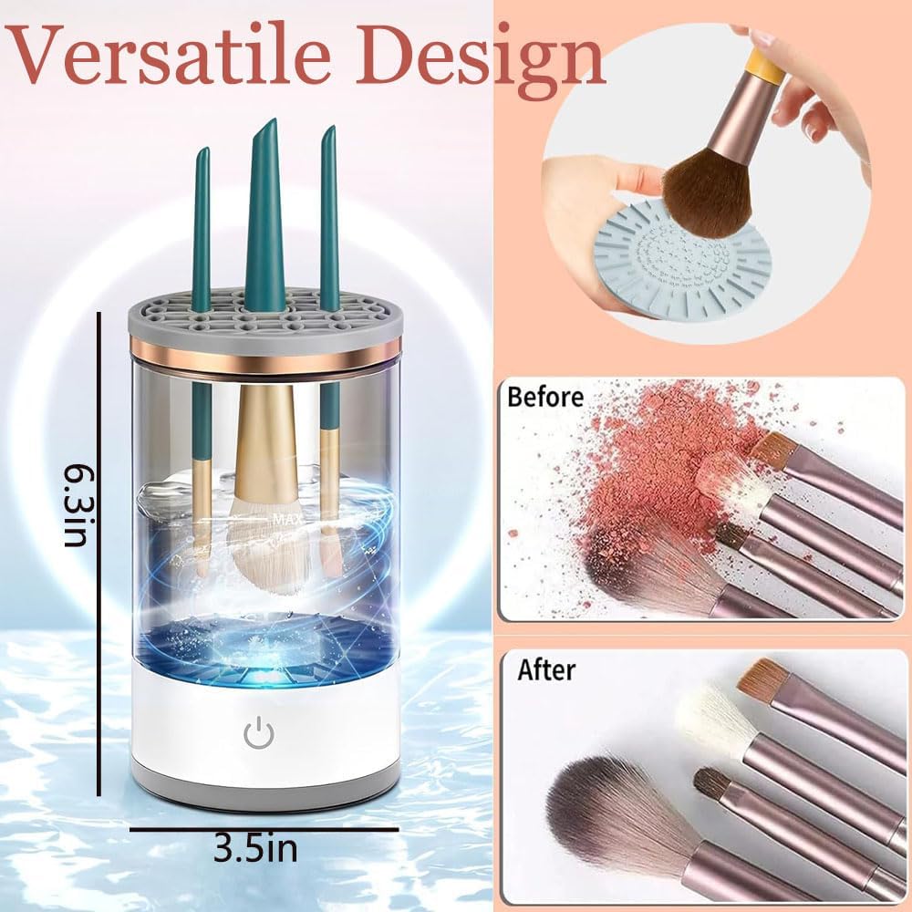 Electric Makeup Brush Cleaner, Cosmetic Brush Cleaner Portable Automatic Cleaning Tool Fit For All Size Makeup Brush - Image 3