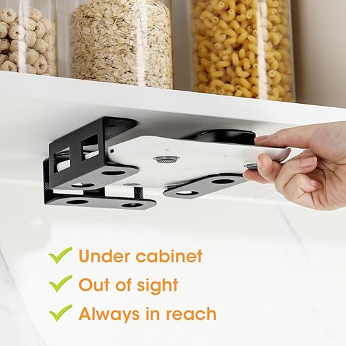 Miniatura 2 de Aieve Soporte para báscula de cocina, soporte de almacenamiento para dispositivo debajo del gabinete con adhesivo y tornillo, soporte universal de