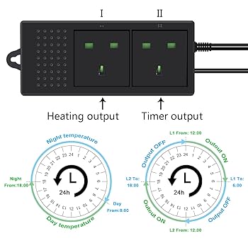 KETOTEK Reptile Day Night Terrarium Heater Thermostat Socket With