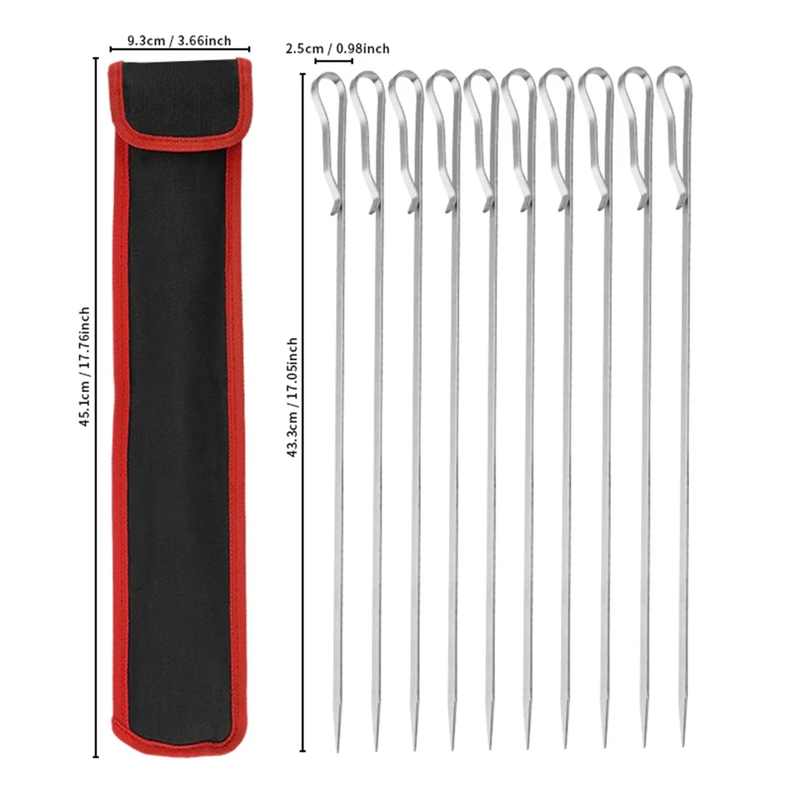 Brochetas Pinchos de acero inoxidable for asar, resistentes, sin doblarse ni girar, aptos for lavavajillas y reutilizables.(10PCS)