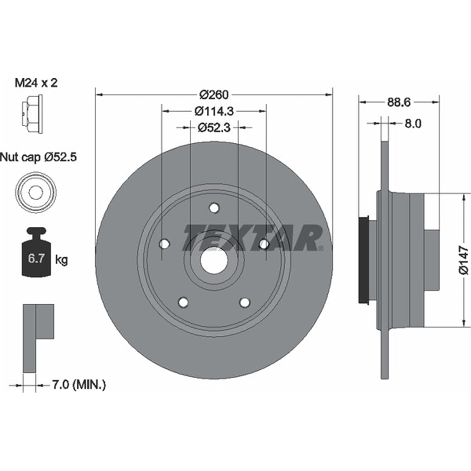 Textar Bremsscheiben 260mm + Beläge hinten | 92291003 + 2482001 Kompatibel mit Megane IV Grandtour (K9A/M/N_),Megane IV Schrägheck (B9A/M/N_),Megane IV Stufenheck (lva/m