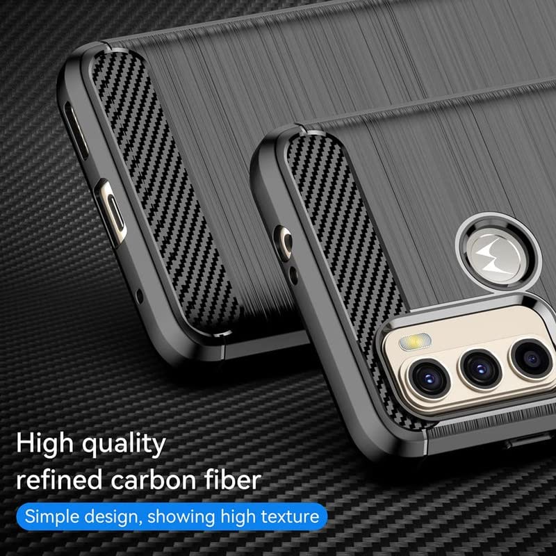 Image of NPRC Hybrid Ultra Slim Protective Case TPU Non-Slip Carbon Fiber Texture Shockproof Case Cover for Moto G40 - Black