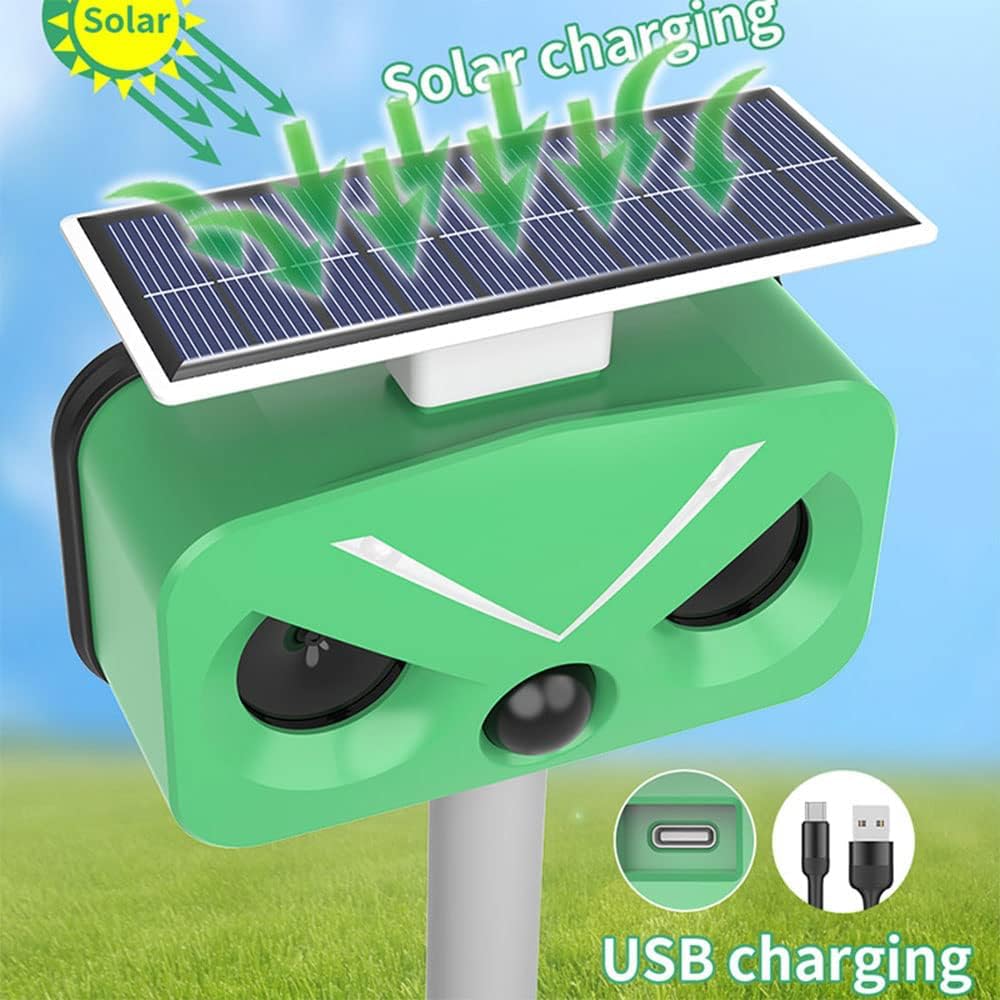 Repellente Gatti Ultrasuoni Solare IP66 Impermeabile Frequenza Regolabile 5 Modalità Repeller Animali