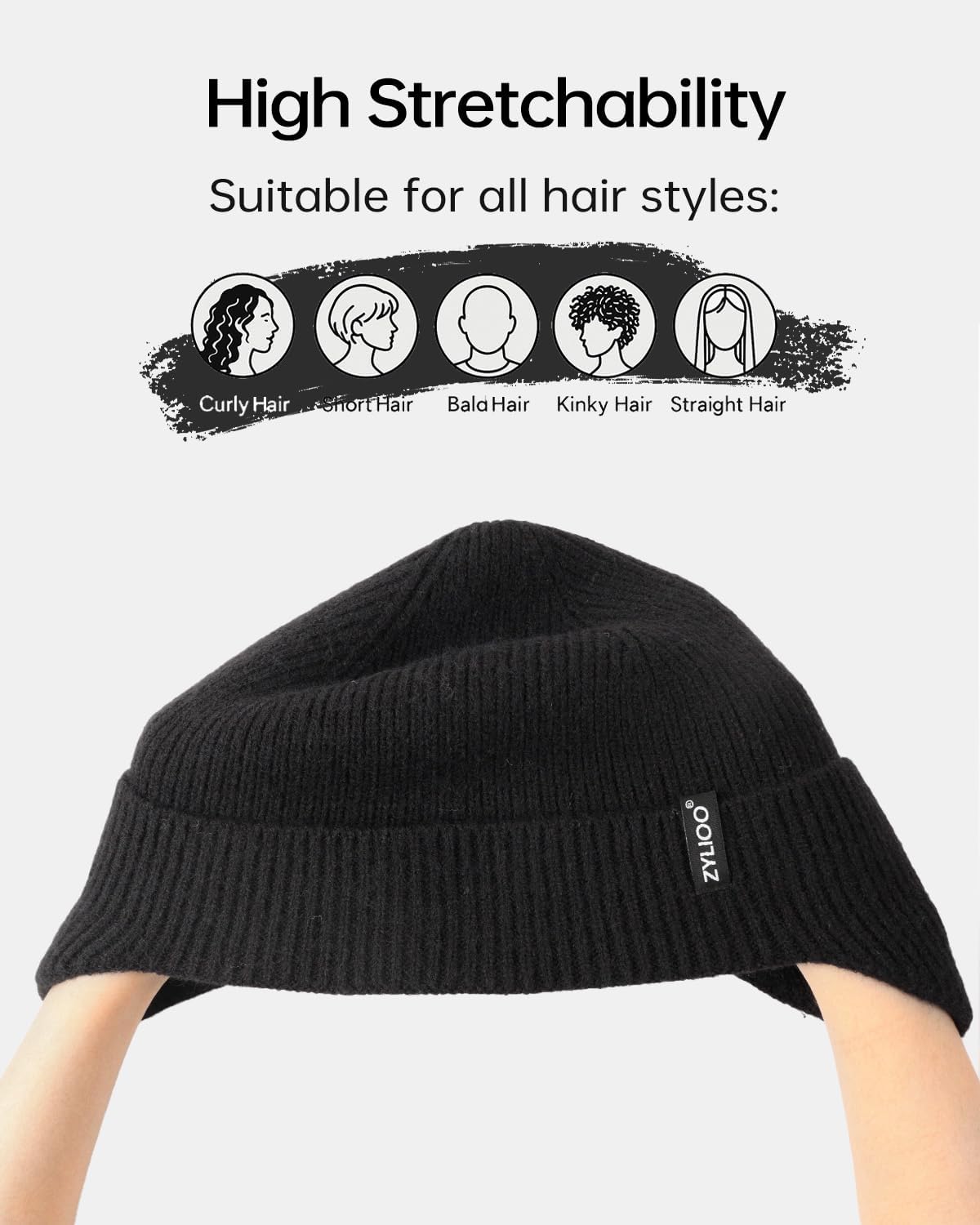 Zylioo Oversize 3XL/2XL/XL/L Beanie Hats with Ear Flap,S/M Fleece Lined Skull Cap,Plus Size Winter Warm Knitted Hats