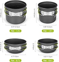 Vista 3 de Odoland 16pcs Camping Cookware Mess Kit, Lightweight Pot Pan Mini Stove with 2 Cups, Fork Spoon Kits for Backpacking, Outdoor Camping Hiking and