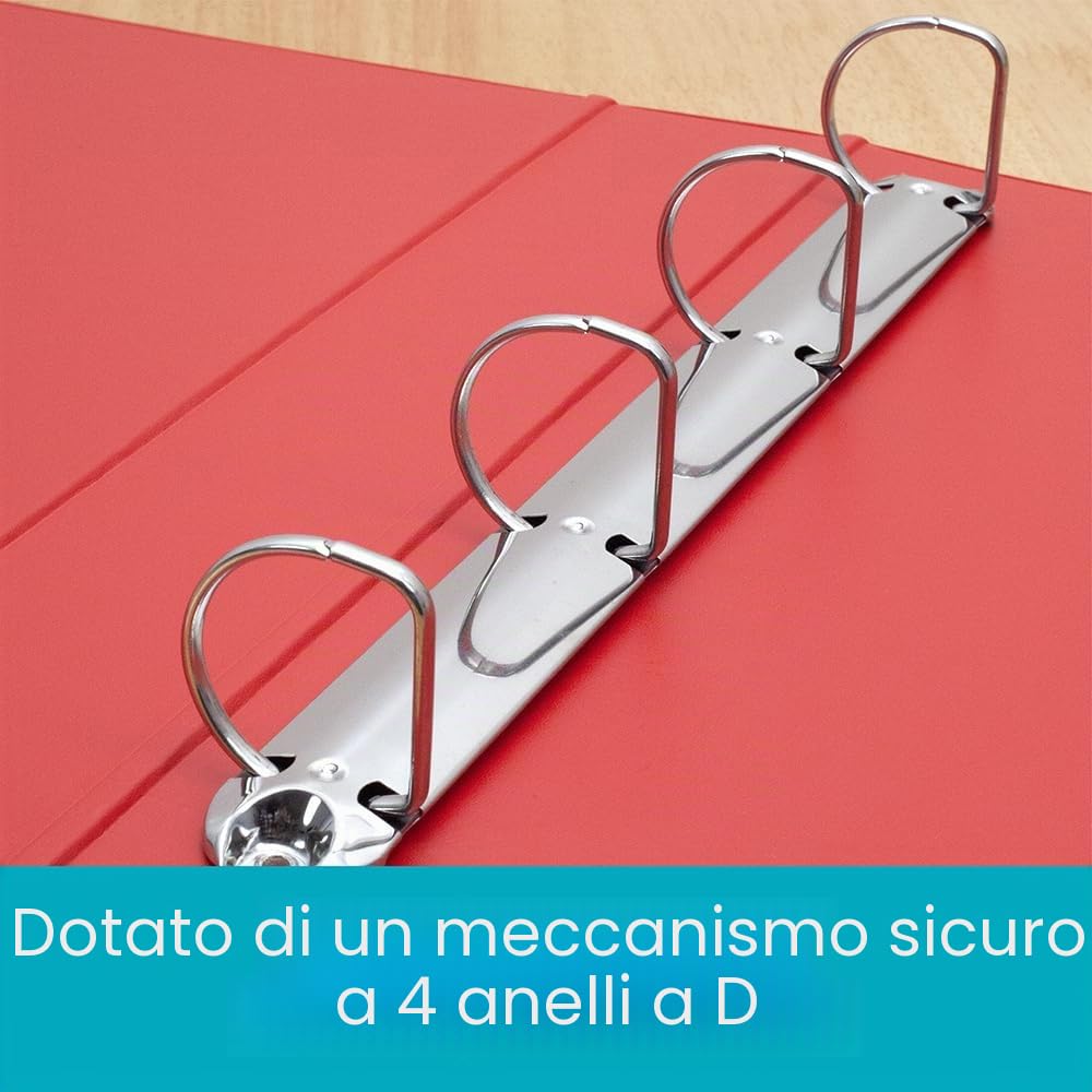 Elba Raccoglitore a 4 anelli a D, formato A3, capacità 30 mm, dorso 55 mm, con copertina personalizzabile, orizzontale, rosso (singolo)