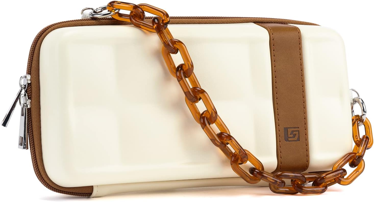 GeekShare Vintage Carry Case Compatible with Switch/OLED, Portable Hardshell Slim Travel Bag fit Switch Console & Game Accessories with Acrylic Strap