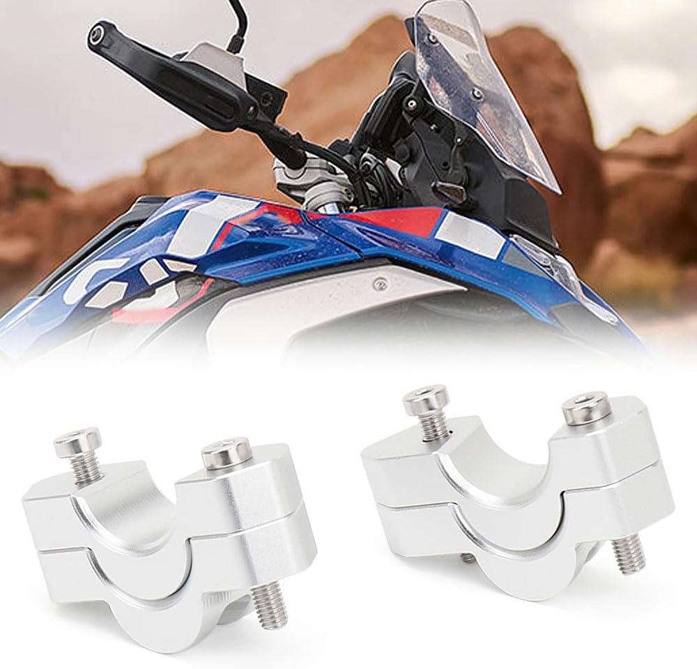 Fits for BMW R1300GS 2023 2024 2025 Motorcycle Handlebar Riser 15/30mm Height Mount Clamp Kit Aluminum Silver Handle Bar Riser Mount Clamp Kit