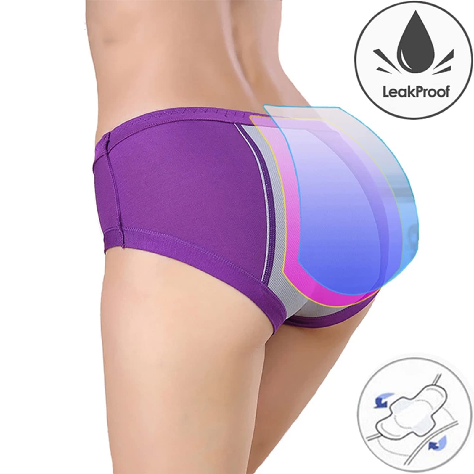 Mujeres Menstruales Bragas 7 Unids Sangrado Posparto Incontinencia a Prueba de Fugas Período Menstrual Calzoncillos (Color : Multicolor, Size : XXL)