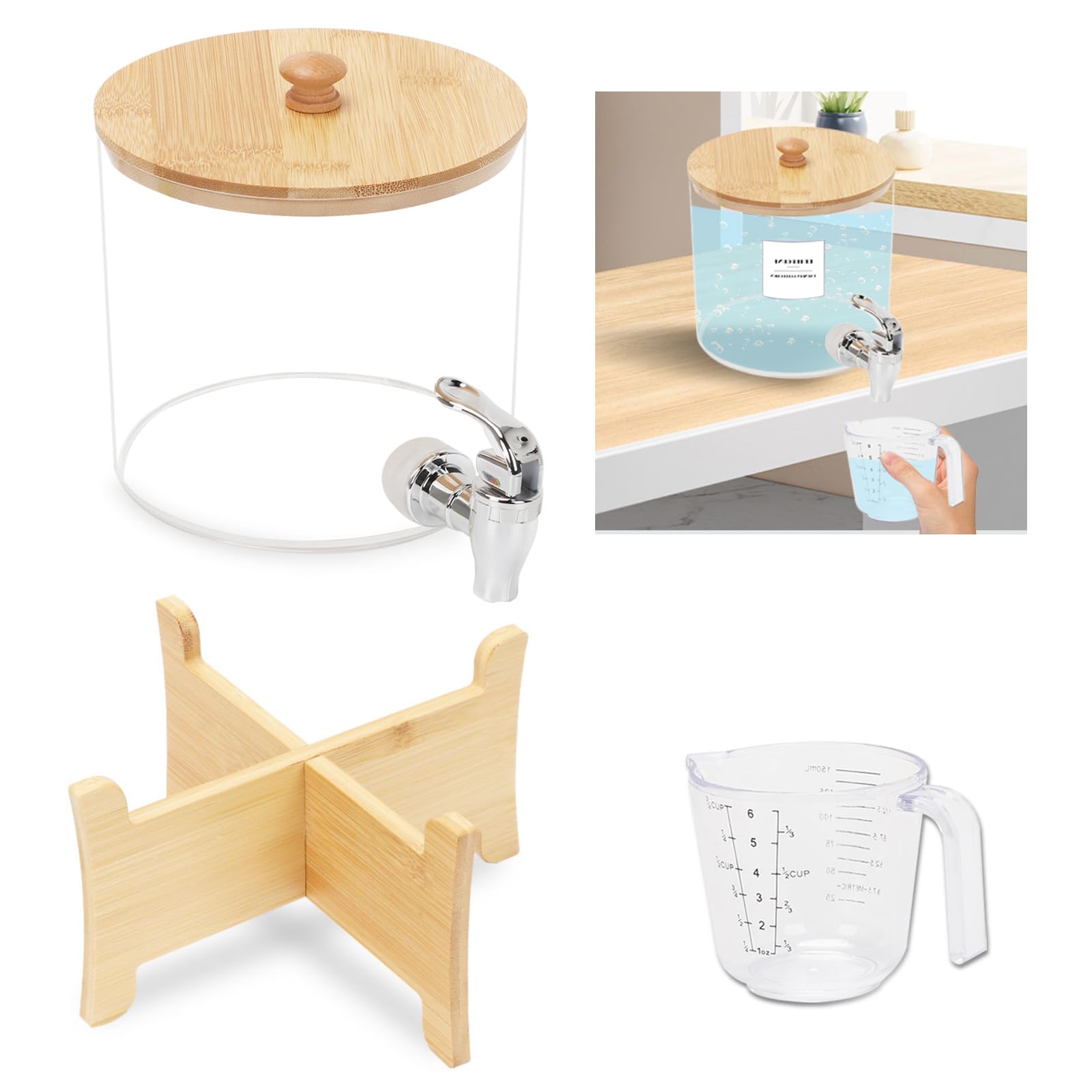 Distributeur de détergent à lessive de 2,5L avec Robinet, Bouteille de Rangement d'adoucissant, récipient de Stockage de Liquide de Lavage, bocaux à Linge avec Couvercle