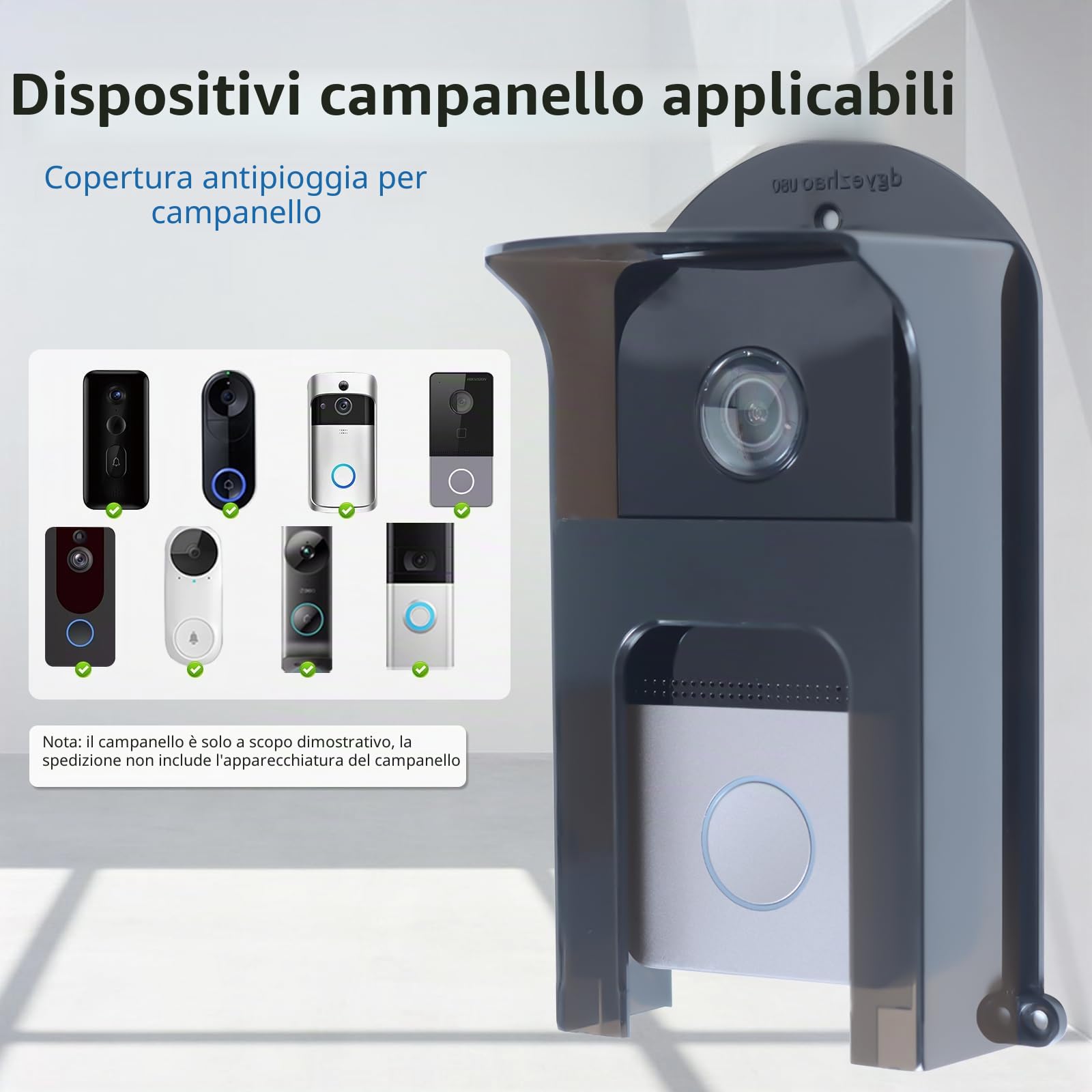 Campanello di protezione dalla pioggia, in plastica, protezione per il campanello, protezione dalle intemperie, antiriflesso, adatto per campanelli e serratura con codice per porta di casa (B)