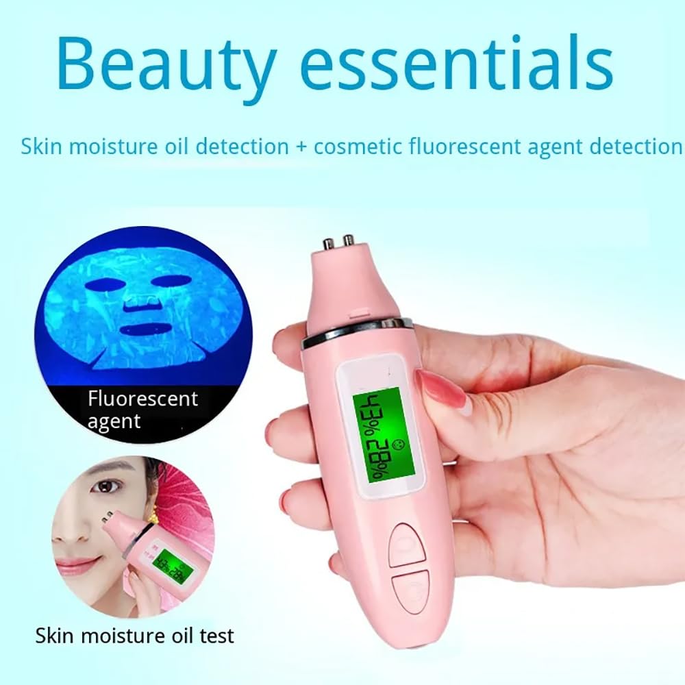 TsoLay Probador De Piel Facial, Probador De Aceite para La Piel con Pantalla LCD, Sonda Altamente Sensible, Prueba La Humedad, El Aceite Y El Fluorescente De La Piel, Fácil De Usar Y Transportar