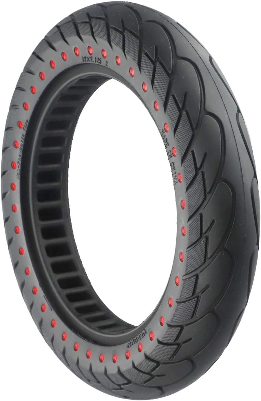 12 Inch Electric Scooter Wheel, 12x2 1/4（57-203) Punctureproof Rubber Tyre Front Rear Replacement, E-Bike E-Scooter 12x2.125 Punctureproof Solid Rubber Tires (Red)