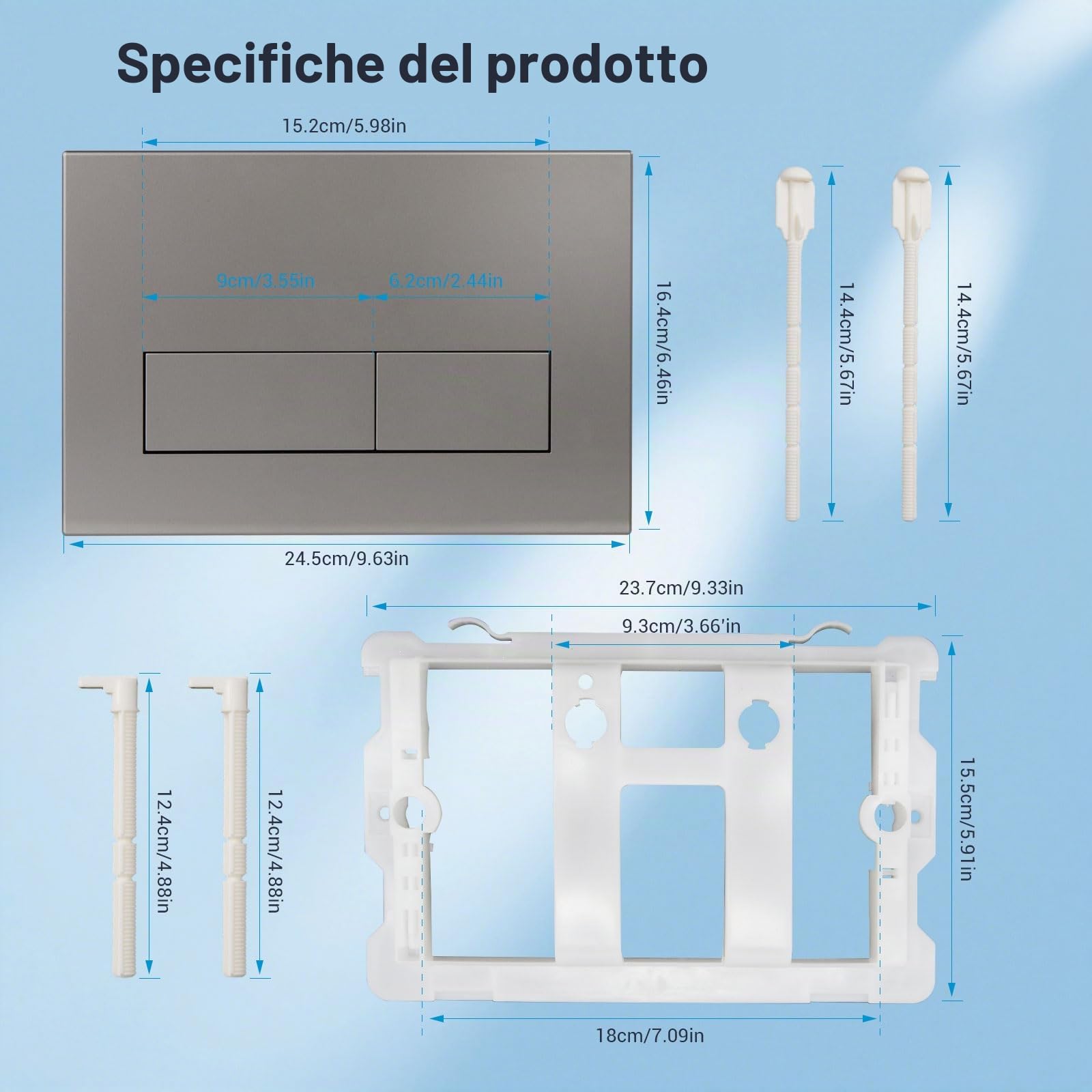 Placca di Comando WC con Scivolo per pastiglie pulitrici Compatibile con Geberit Sigma, UP300 e UP320, Piastra Doppio Scarico,246×164 mm(Grigio scuro)