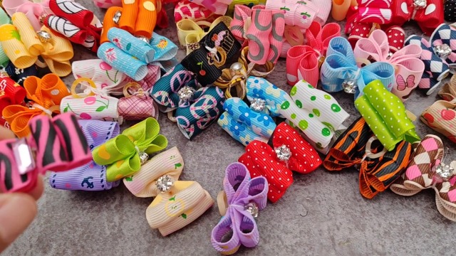 16PCS(8pairs) Short Hair Dog's Hair Clips Accessories Bow,Small Handmade Hair Accessories Bow Pet Puppy For Doggies Cat Kitten Rabbit Grooming Accessories,1.57inch Bow Hair Clip For Short Hair Dogs