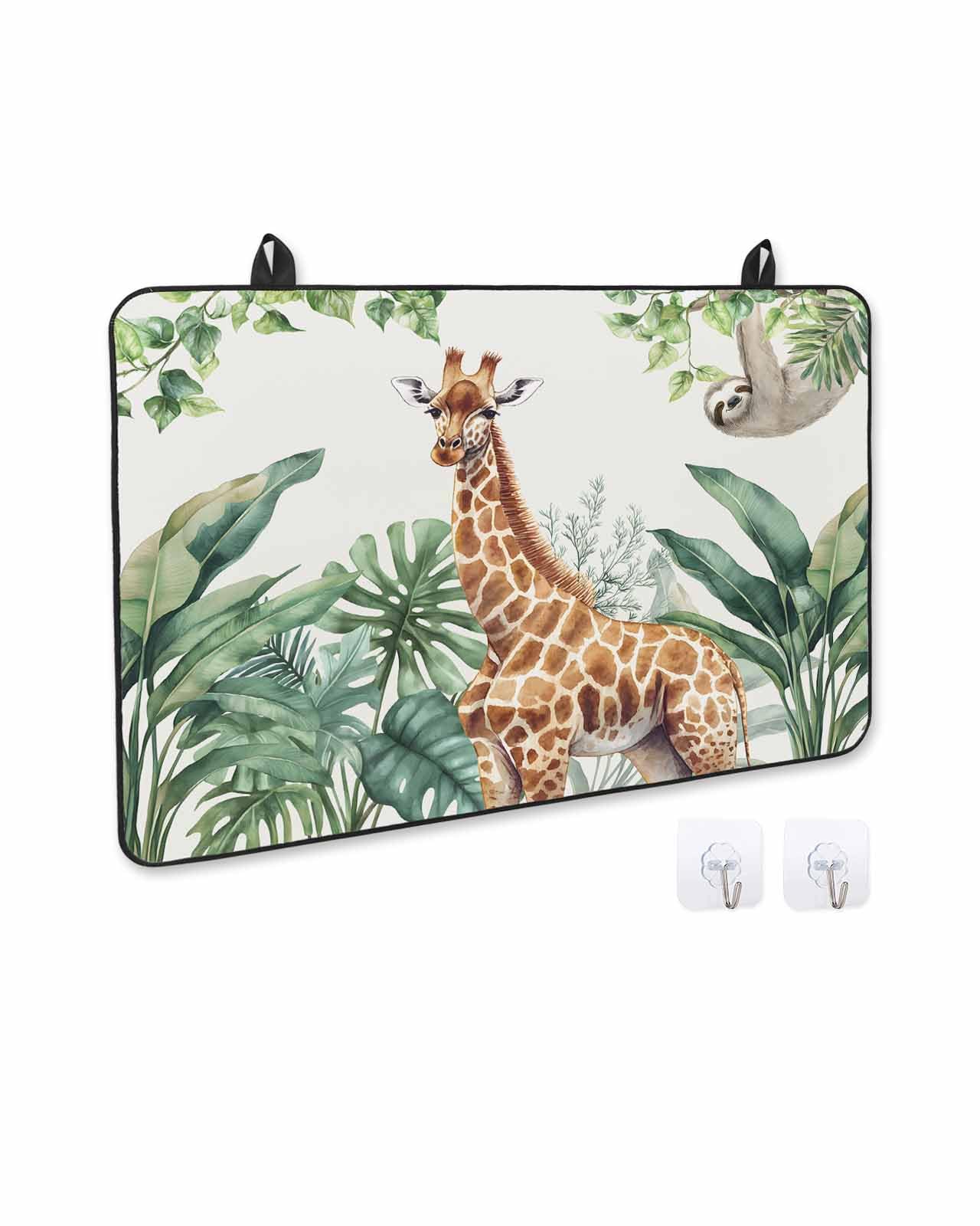 Stove Cover for Electric Stove, Giraffe Sloth Banana Leaf Classic Stove Top Cover for Glass Top, Heat Rubber Mat Foldable Cooktop Cover Top Protector, 36