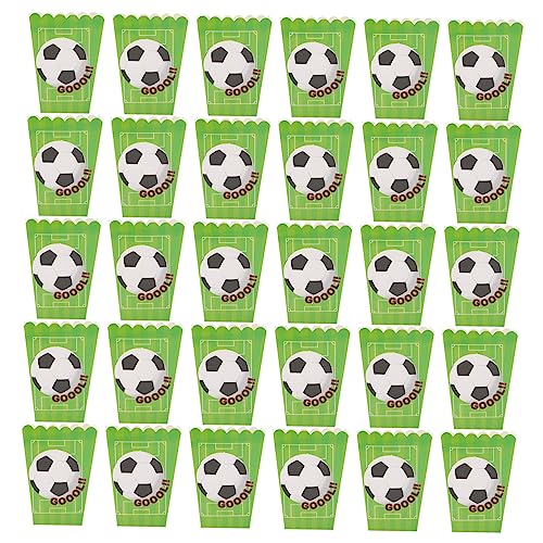 MUCKLILY Green Soccer Birthday Decor Popcorn Boxes 30ct Party Food Containers for Popcorn Buckets