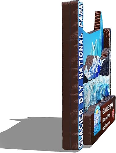 Miniatura 2 de Imán de madera del parque nacional de la bahía de los glaciares de los Estados Unidos, imanes de nevera 3D, recuerdos coleccionables, decoraciones