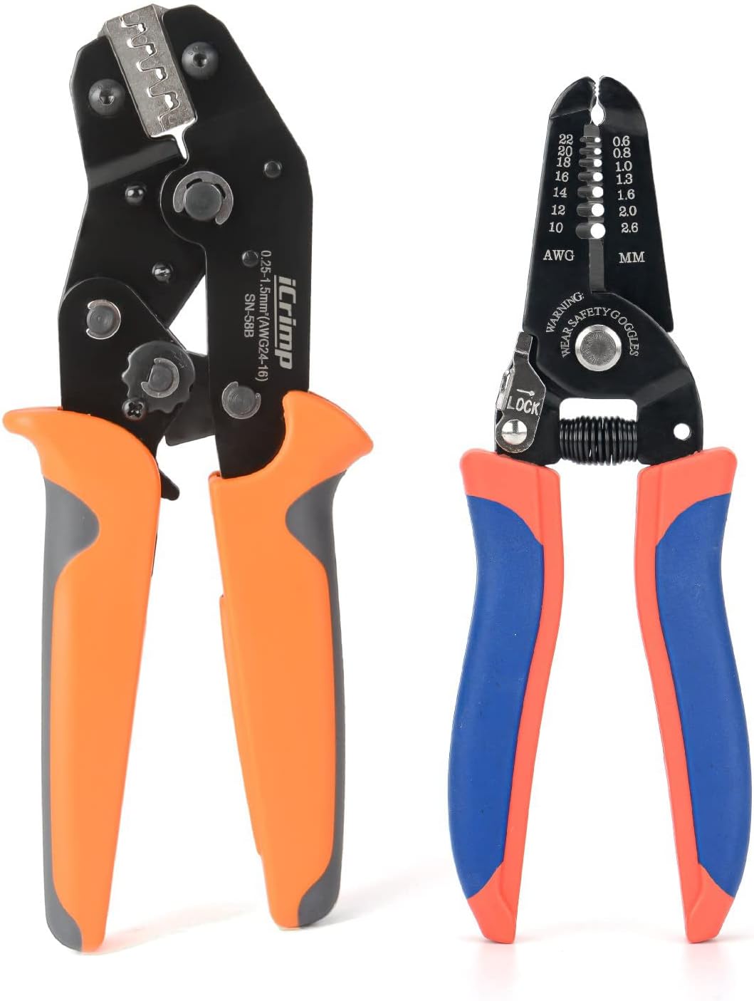 SN-58B Ratchet Crimper 0.25-1.5mm² AWG24-16 w/Wire Stripper and Cutter