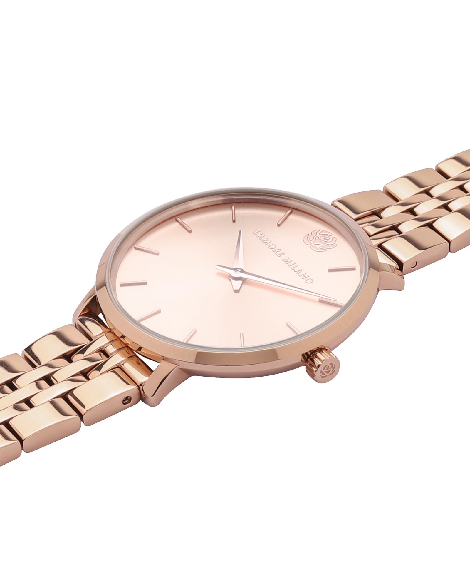 L'AMORE MILANO Damenuhr Rosenbox - Hochwertige Armbanduhr Edelstahl mit luxuriösem eckigem Design, wasserdicht 5 ATM - Edles Geschenk für Frauen, Freundin, Mutter - 36mm Damen Uhr