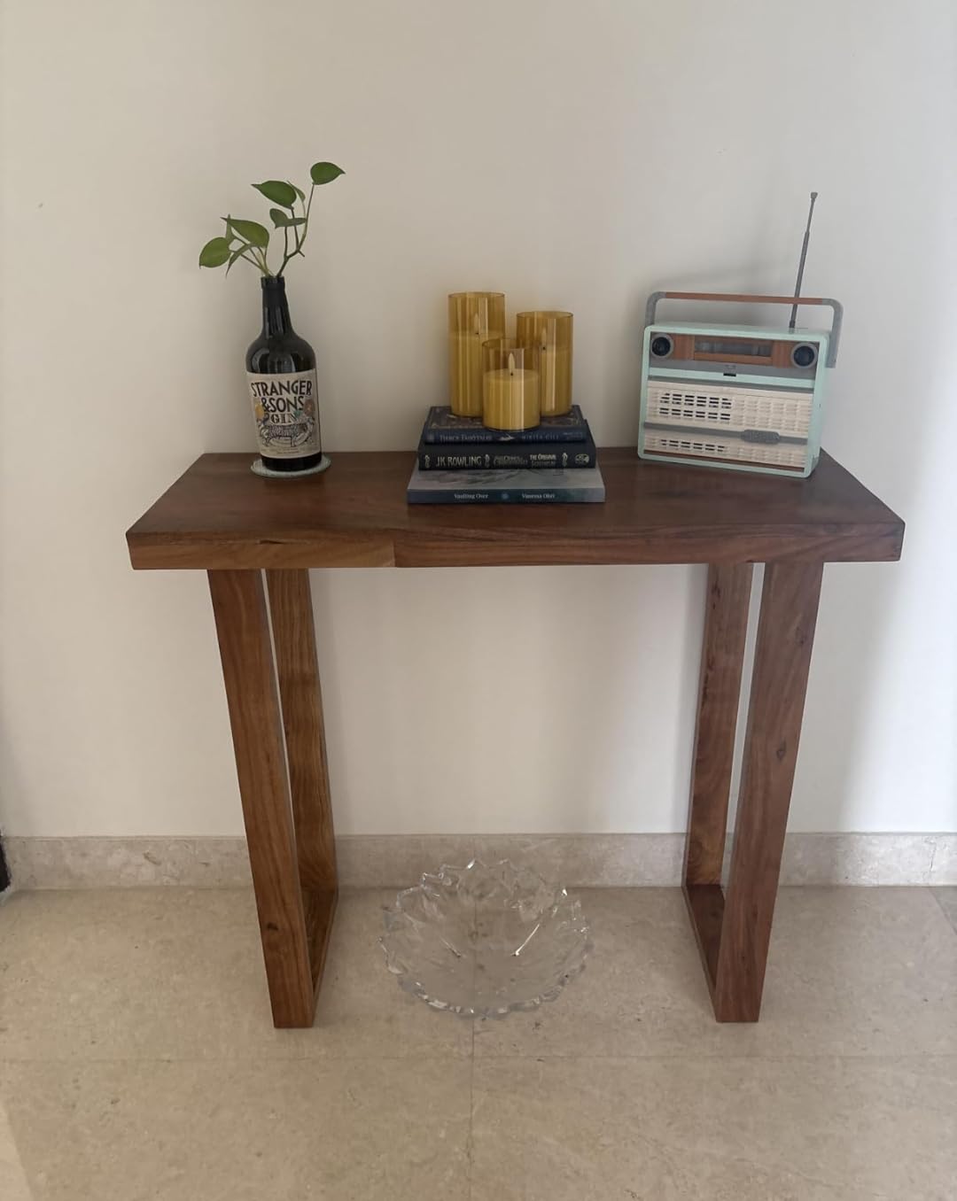 Jdav Wooden Console Table, Brown, Solid Wood, Narrow Entryway Table, Rustic Style, Space-Saving Design 2