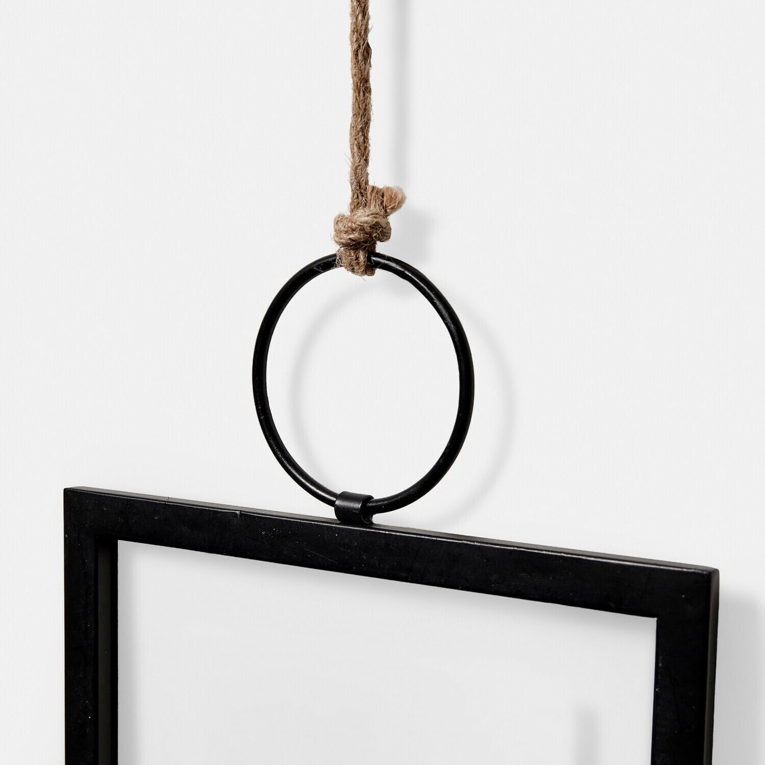 Loberon Bilderrahmen 3er Set Idriss, antikschwarz | DREI Größen - Markante Ringaufhängung - Industrial Look - Dekoration - Eisen - Glas