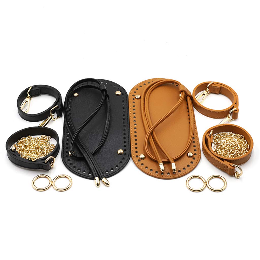 joyMerit Borsa A Tracolla per Borsa A Base di Maglia all'Uncinetto per Borsa in Pelle PU - Marrone