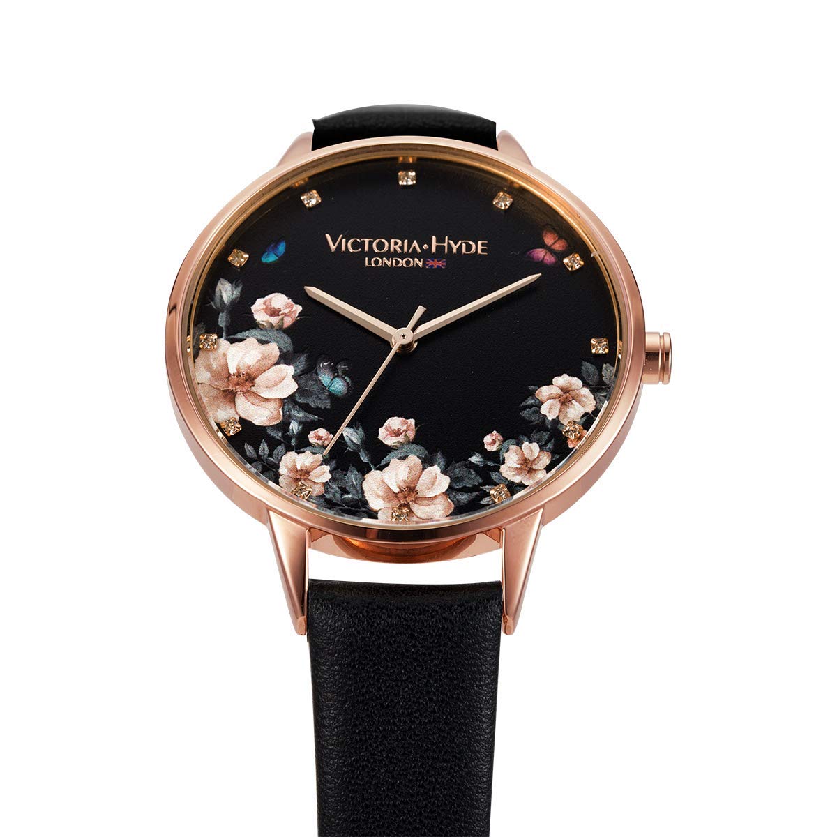 VICTORIA HYDE Floral Mujeres Reloj de Pulsera de Cuarzo Banda de Malla de Acero Inoxidable/Correa de Cuero