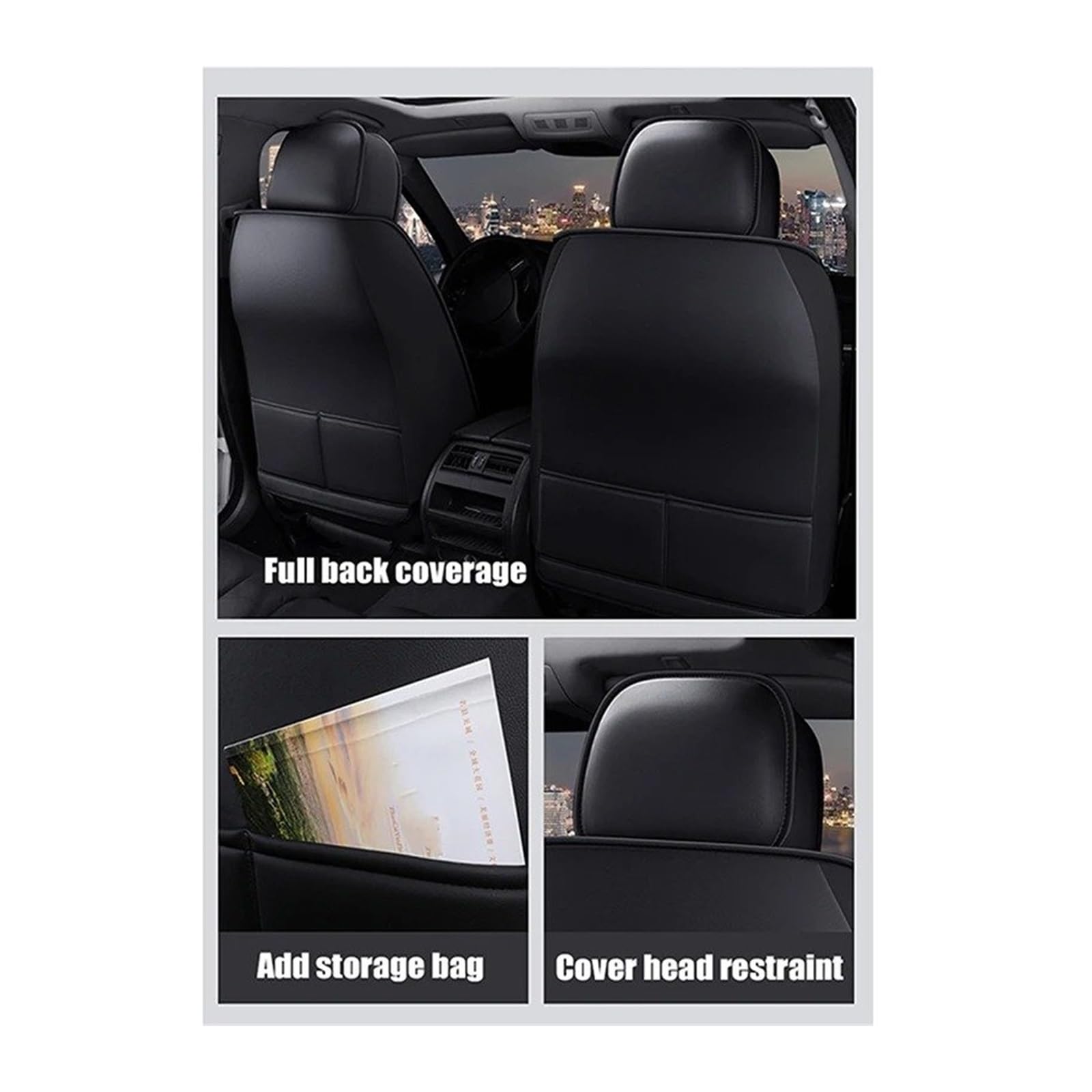 Housse Siège Voiture Cuir pour Tous Les Modèles pour Captur pour Logan pour Kadjar Trafic Scenic Megane Sieges Voiture Couvre(Rear Seat Cover 1)
